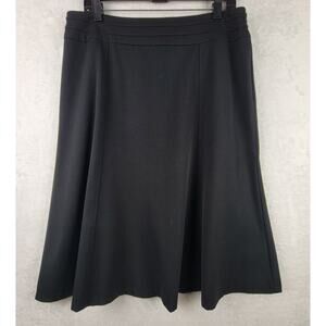 Christopher & Banks Skirt Size 12 Midi Flare Knee Length Side Zip Black Career